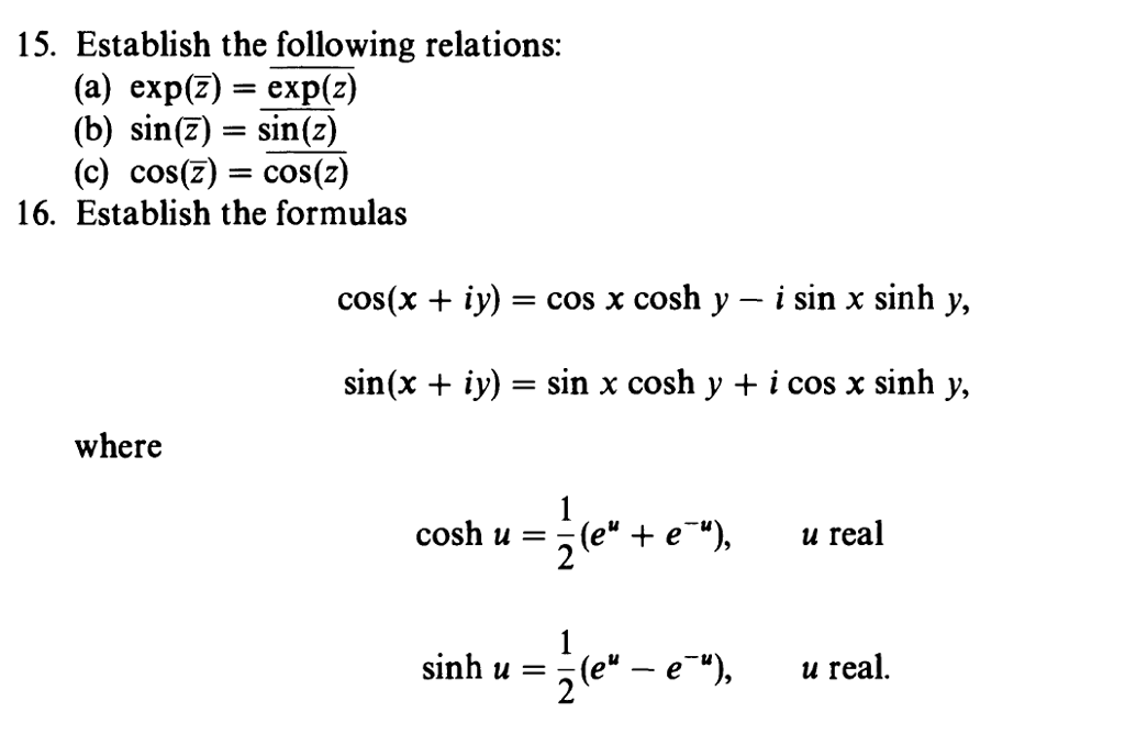 Solved Establish the following relations exp(z bar) =