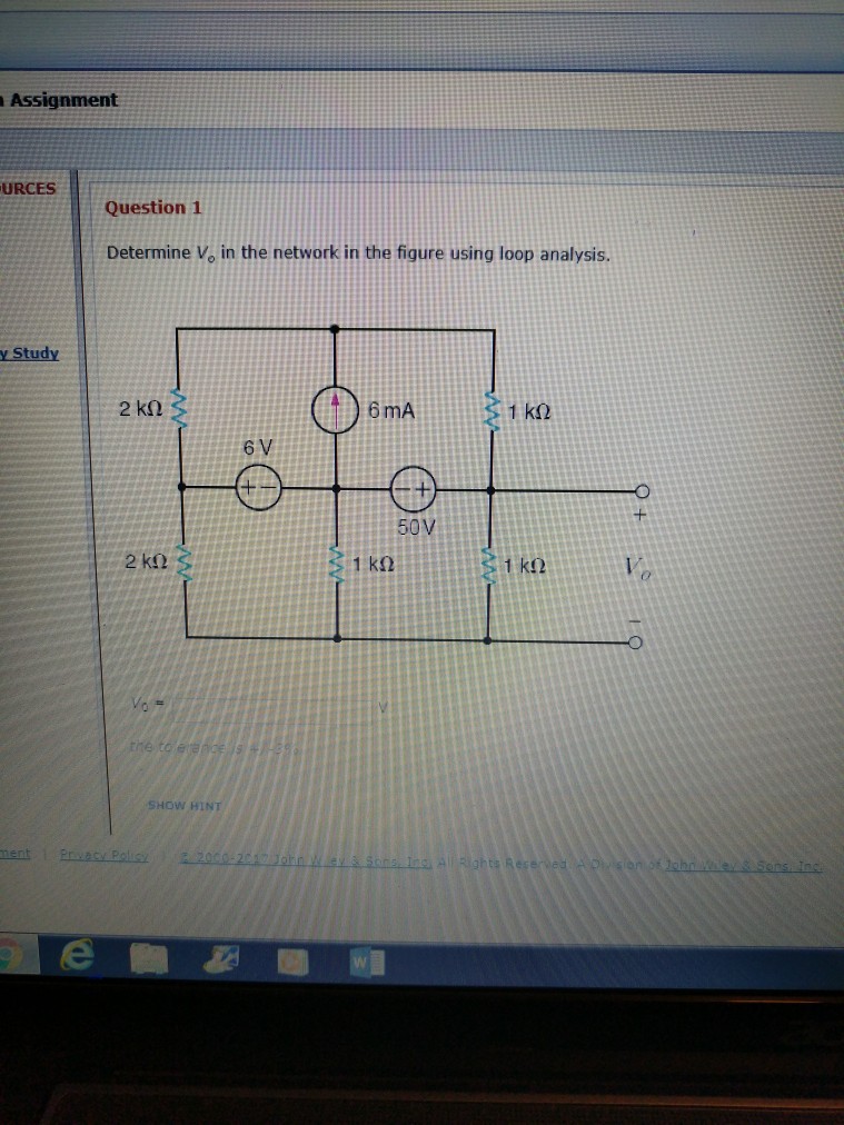 Solved Determine Vo in the figure using loop analysis