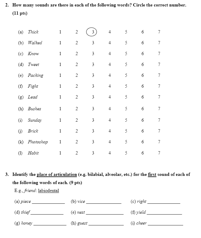 Solved 2. How many sounds are there in each of the following | Chegg.com