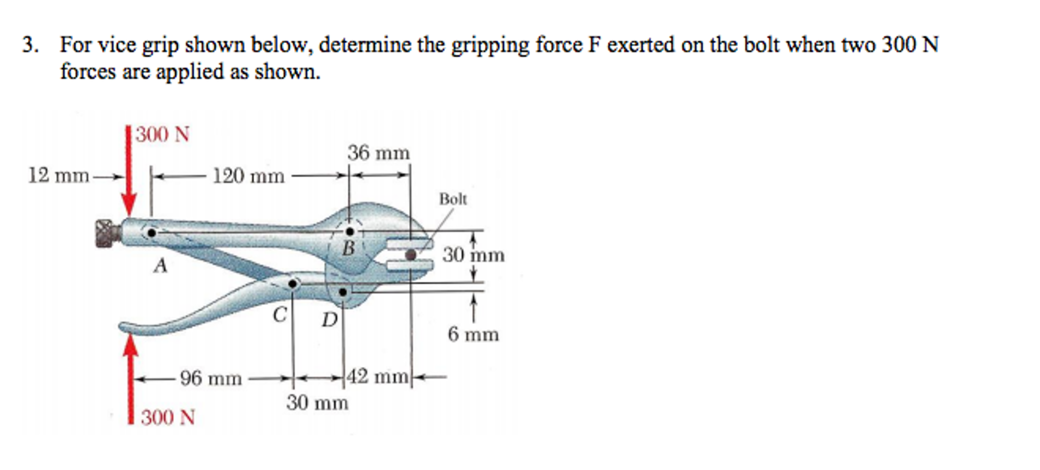 Solved For vice grip shown below, determine the gripping