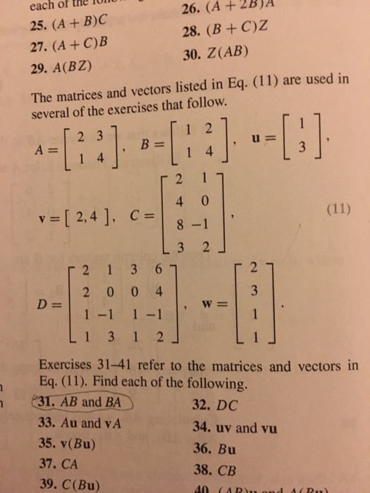 Solved The matrices and vectors listed in Eq. (11) are used | Chegg.com