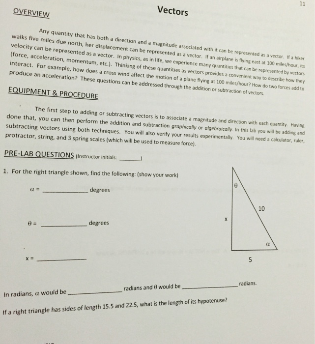 Solved Vectors OVERVIEW Any quantity that has both a | Chegg.com