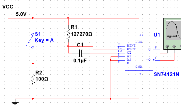 Solved VCC 5.0V S1 Key A R2 1000 R1 1272700 0.1HF 14 U1 ent | Chegg.com