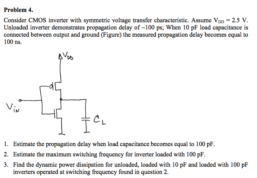 Problem 4. Consider CMOS inverter with symmetric | Chegg.com