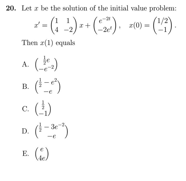 Solved Let x be the solution of the initial value problem: | Chegg.com