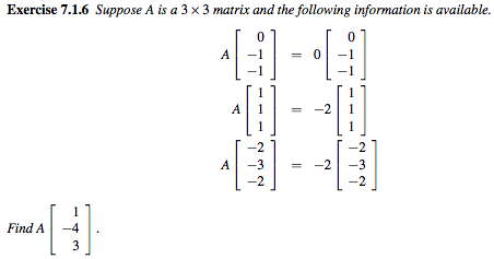 Solved Exercise 7.1.6 Suppose A is a 3 × 3 matrix and the | Chegg.com