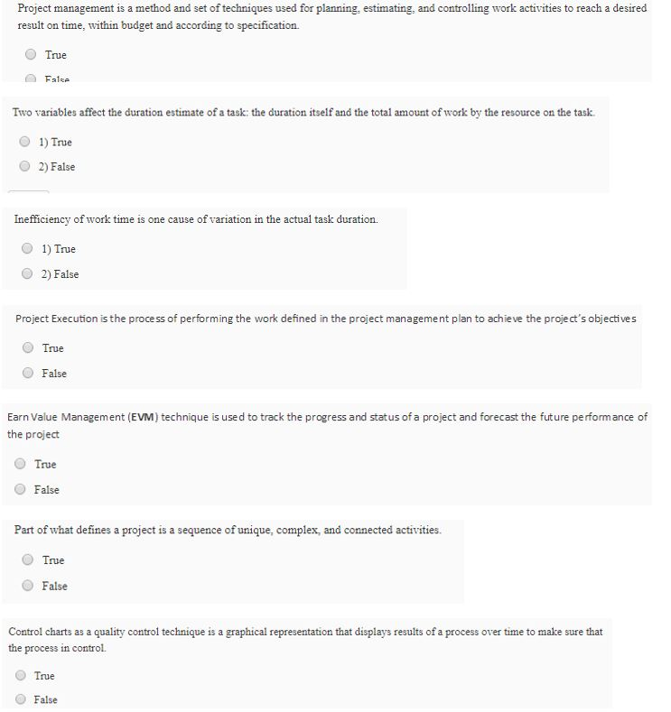 Solved Project management is a method and set of techniques | Chegg.com