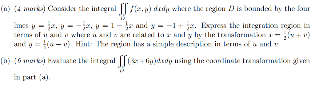 Solved (a) Consider the integral x D f(x, y) dxdy where the | Chegg.com