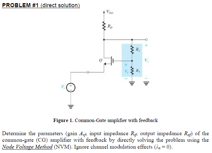 Figure 1 Common Gate Amplifier With Feedback Dete Chegg Com