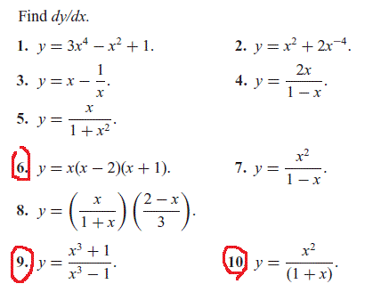 Find Dy Dx Y 3x4 X2 1 Y X2 2x 4 Y X Chegg Com