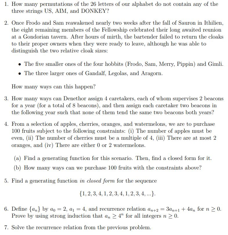Solved 1. How many permutations of the 26 letters of our