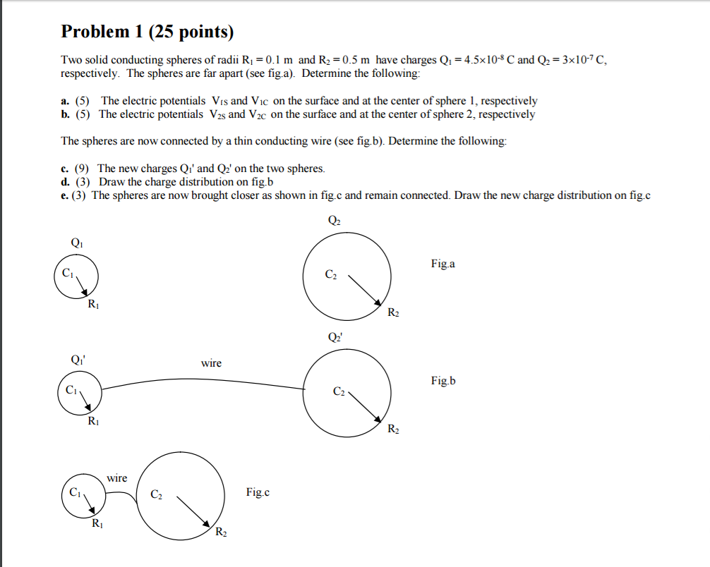 Solved Two Solid Conducting Spheres Of Radii R_1 = 0.1 M And | Chegg.com