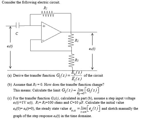 Solved Consider the following electric circuit. RI R2 eo(t) | Chegg.com