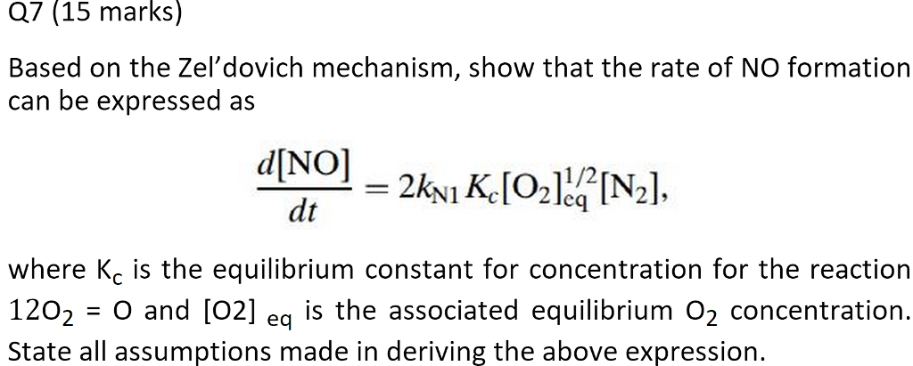 Solved Based On The Zel'dovich Mechanism, Show That The Rate 