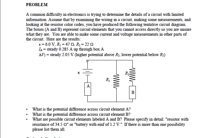 Solved A common difficulty in electronics is trying to Circuit Diagram