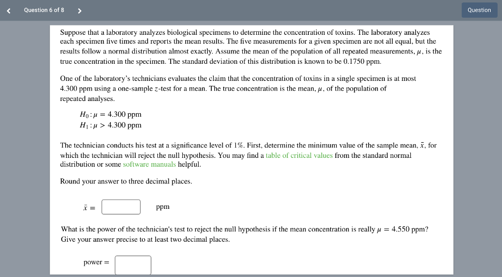 Solved Question 6 of 8 Suppose that a laboratory analyzes | Chegg.com