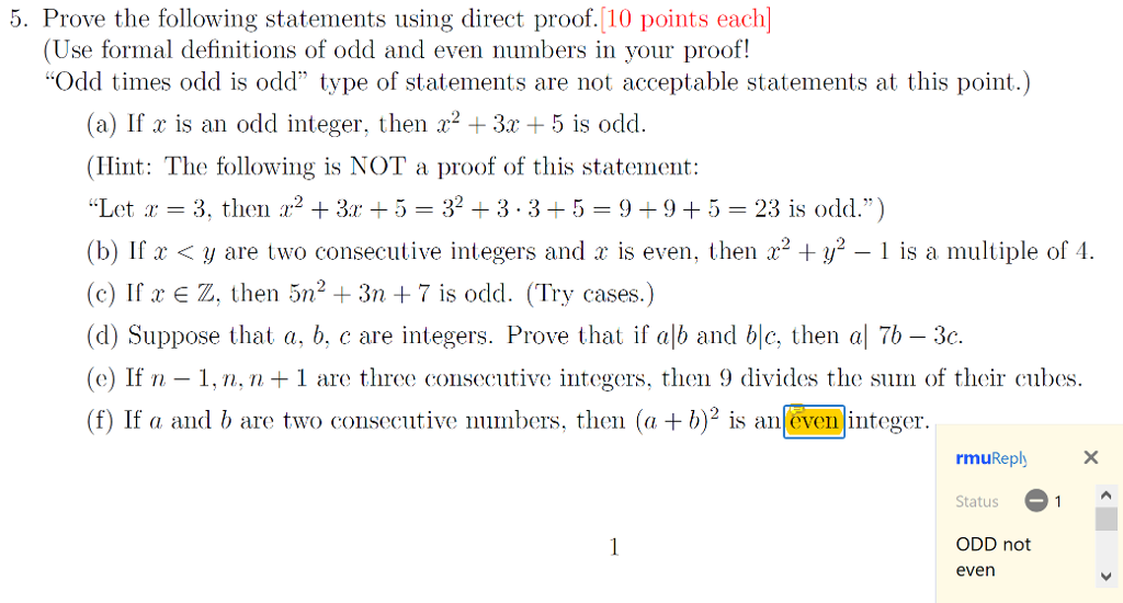 Solved 5. Prove the following statements using direct proof. | Chegg.com