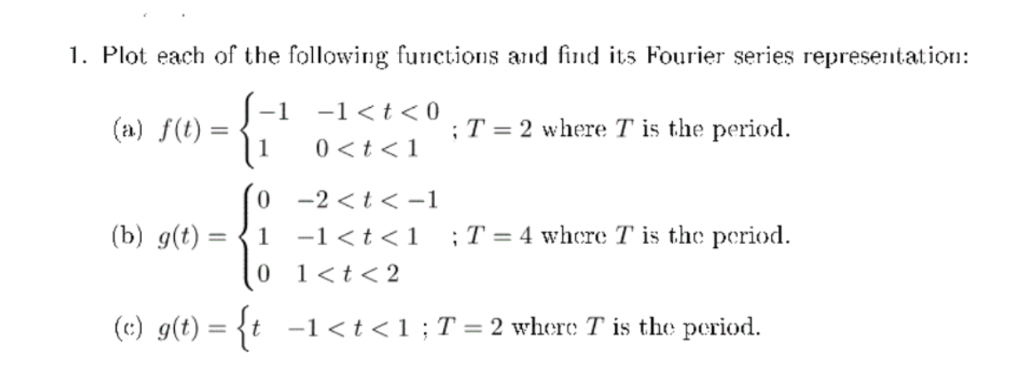 Solved 1. Plot each of the following functions and find its | Chegg.com