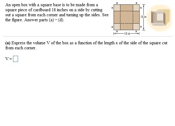 Solved An open box with a square base is to be made from a | Chegg.com