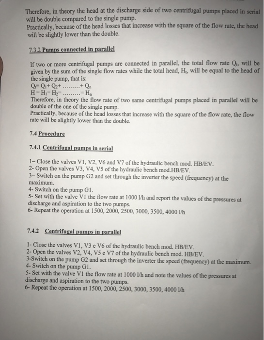 Solved Experiment 7 Centrifugal Pump Characteristics (Two