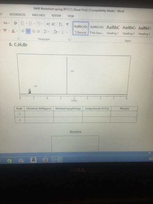 Solved: NMR Worksheet | Chegg.com