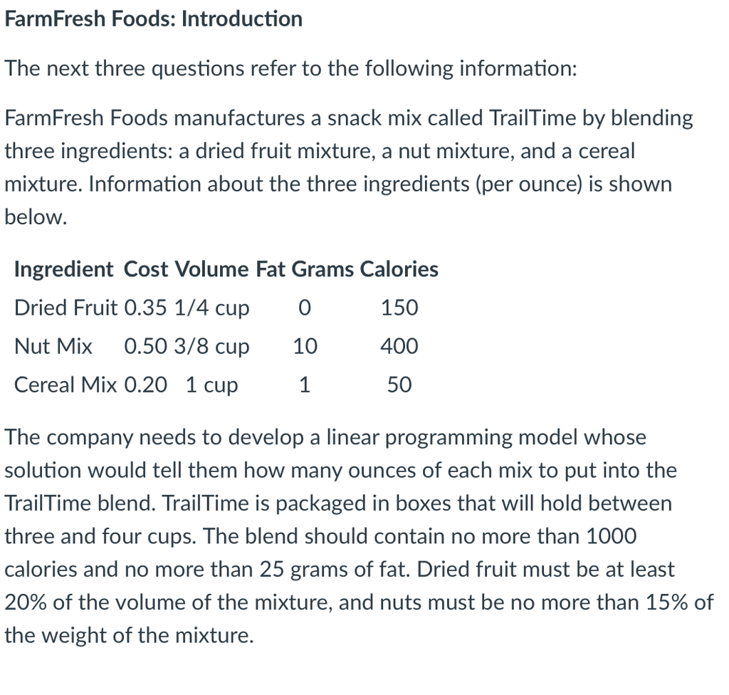FarmFresh Foods Introduction The next three
