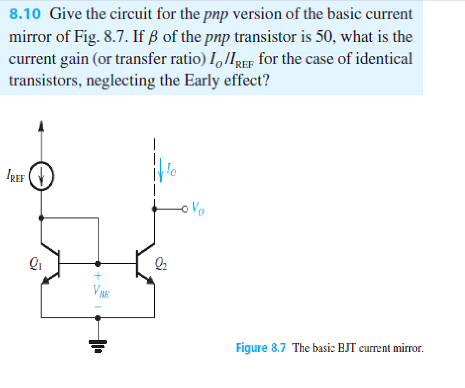 Solved 8.10 Give the circuit for the pnp version of the