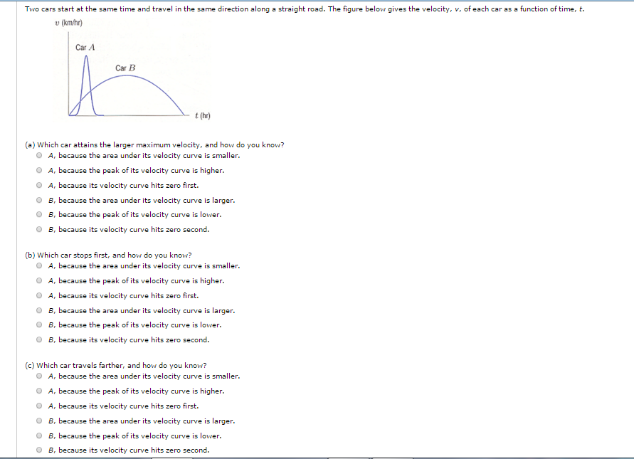 Solved Two Cars Start At The Same Time And Travel In The | Chegg.com