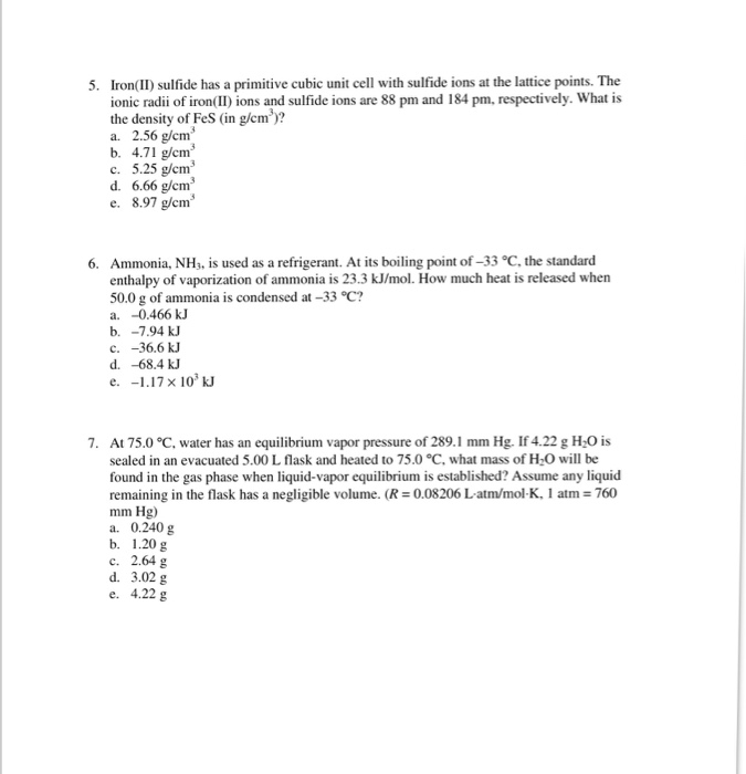 Solved Iron(II) sulfide has a primitive cubic unit cell with | Chegg.com