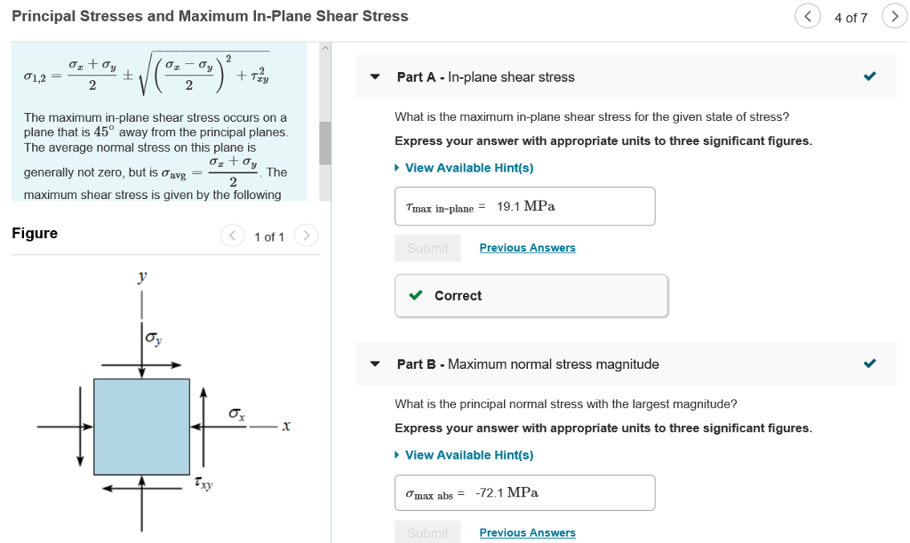 Solved Principal Stresses And Maximum In Plane Shear Stress Chegg Solved Principal Stresses And Maximum In Plane Shear Stress Chegg