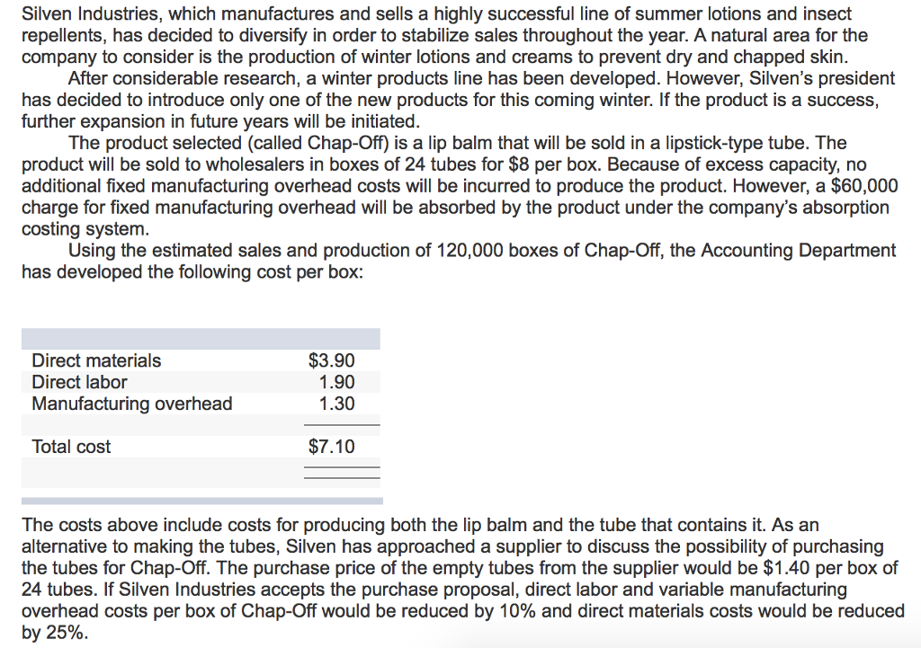 Solved Silven Industries, which manufactures and sells a