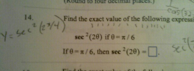 Solved this precalculus problem involves a sec squared. im | Chegg.com