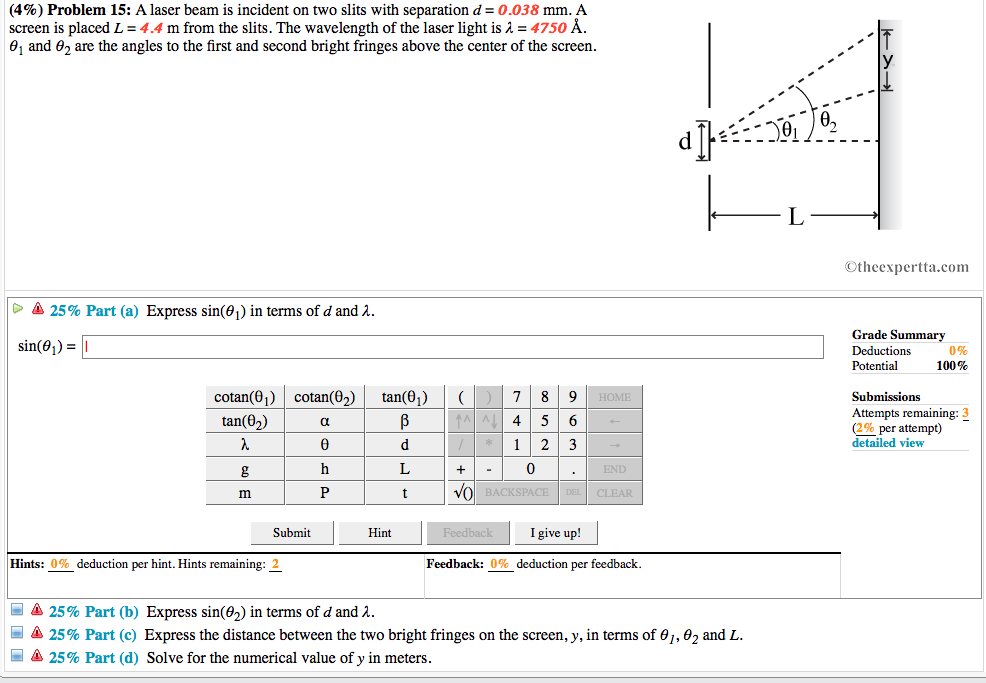 solved-4-problem-15-a-laser-beam-is-incident-on-two-chegg