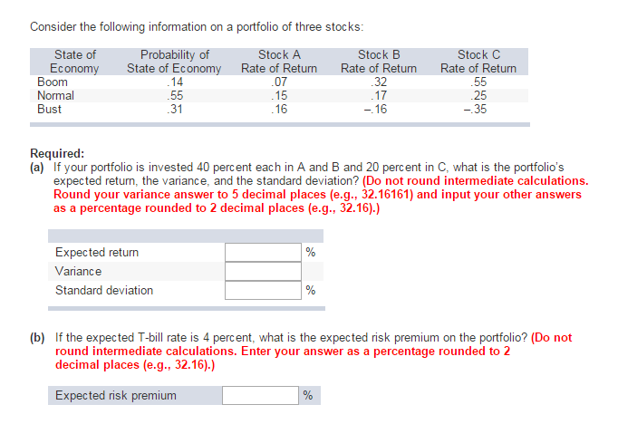 Solved If Your Portfolio Is Invested 40 Percent Each In A 