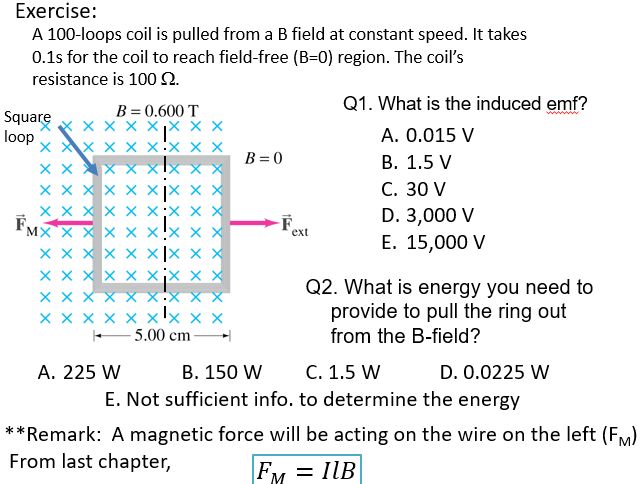 Solved A 100-loops Coil Is Pulled From A B Field At Constant | Chegg.com