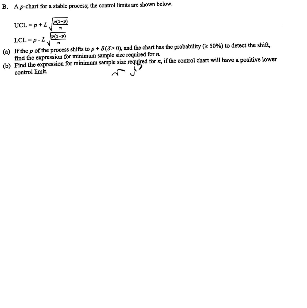 B. A p-chart for a stable process; the control limits | Chegg.com