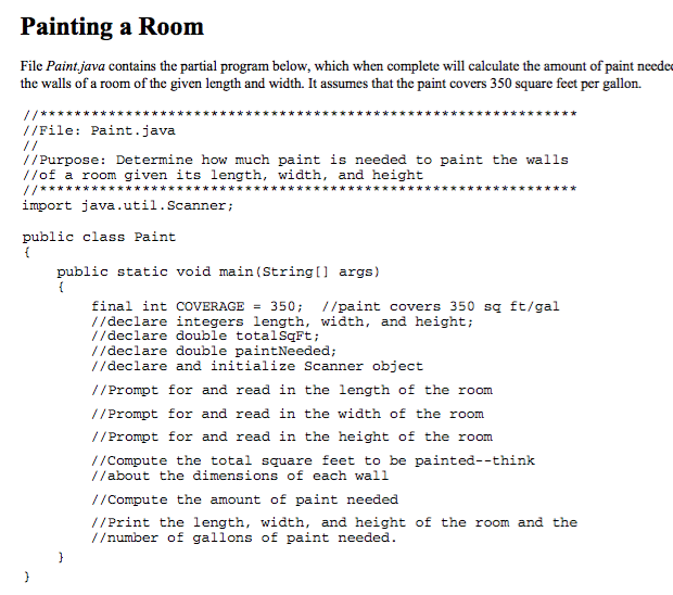 Solved Painting a Room File Paint.java contains the partial