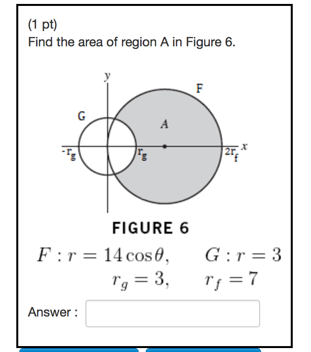 Solved Find the area of region A in Figure 6. F: r = 14 cos | Chegg.com