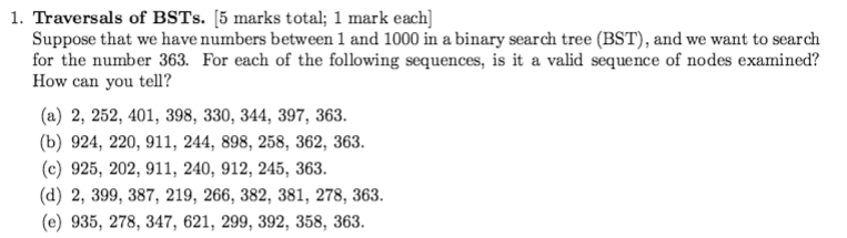Solved Suppose that we have numbers between 1 and 1000 in a | Chegg.com