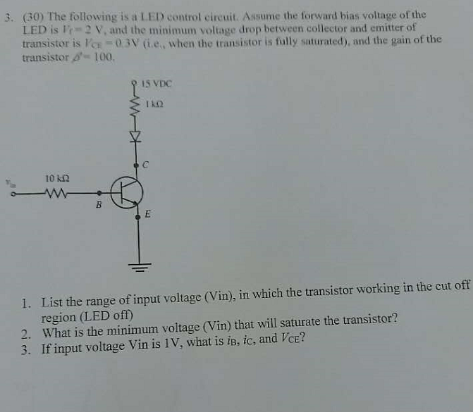 Solved The following is a LED control circuit. Assume the