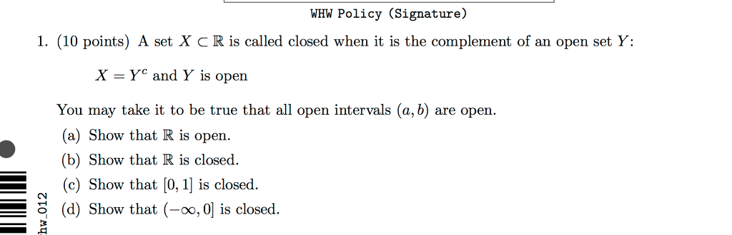 Solved A set X Subset R is called closed when it is the Chegg