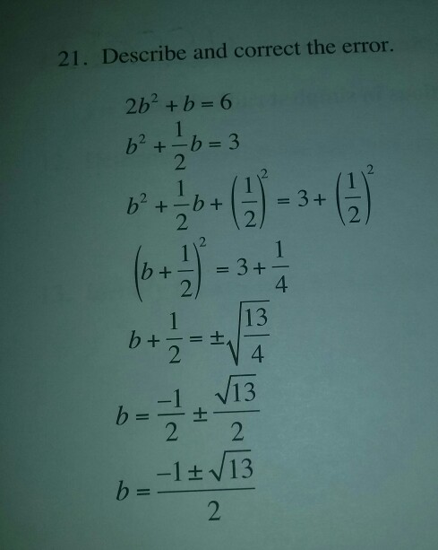 Solved 21. Describe And Correct The Error. 2b2 + B = 6 2 2 1 | Chegg.com