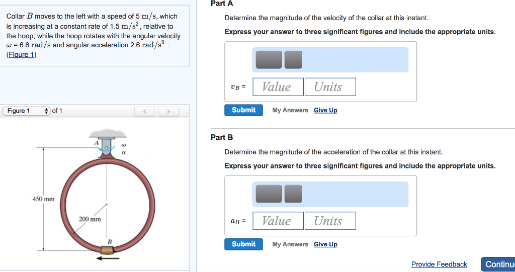 Solved Part A Collar B moves to the left with a speed of 5