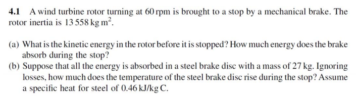 Solved A wind turbine rotor turning at 60rpm is brought to a | Chegg.com
