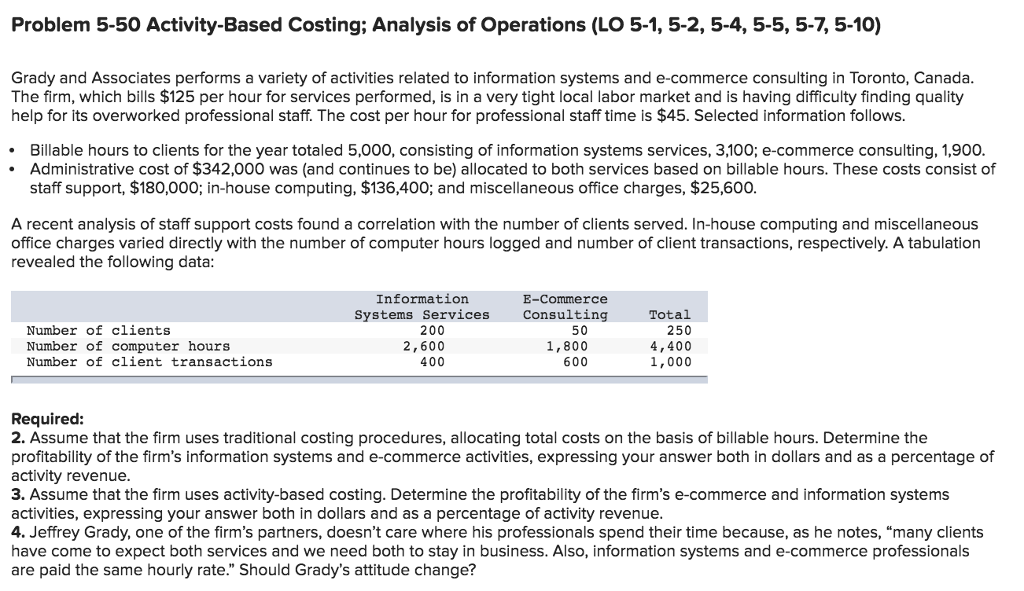 activity based costing analysis