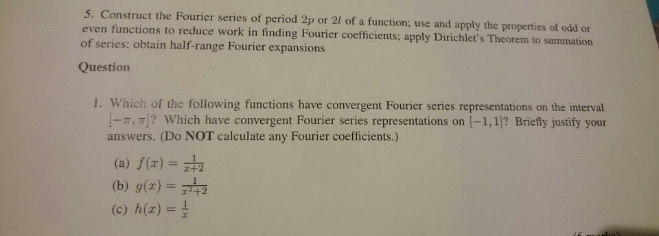 Solved Construct the Fourier series of period 2p or 2l of a | Chegg.com