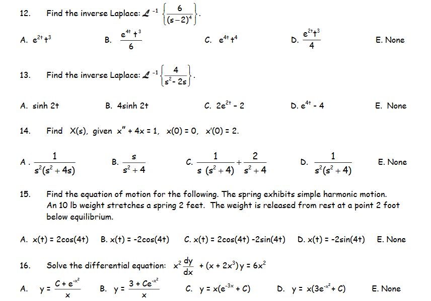 Solved Find the inverse Laplace: L^-1 {6/(s - 2)^4}. A. e^2t | Chegg.com