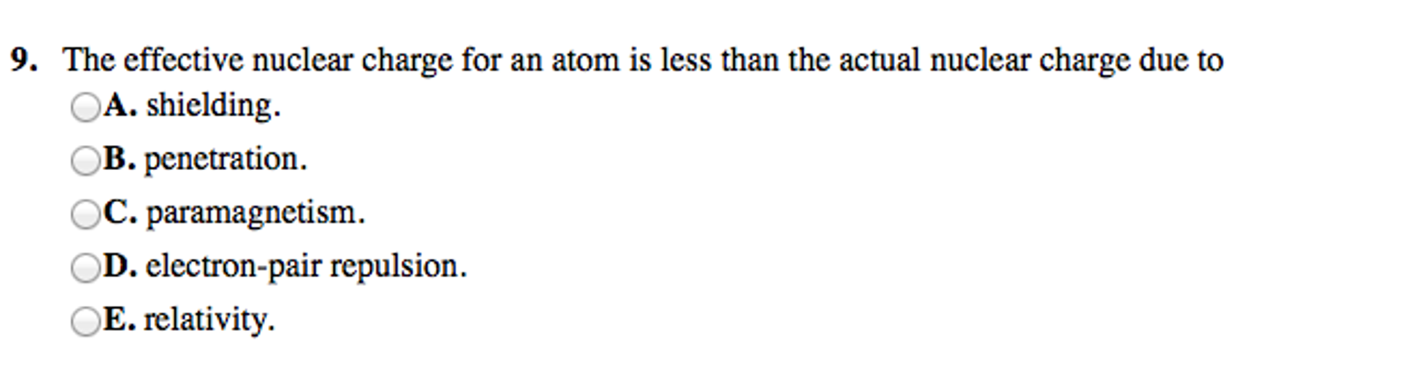 the effective nuclear charge of an atom is determined by