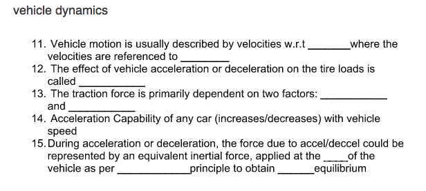 Solved vehicle dynamics 11. Vehicle motion is usually | Chegg.com