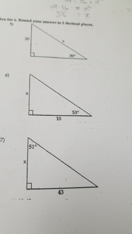 Solved Do # 6 and 7 solve for x round answer to 2 d.p. | Chegg.com